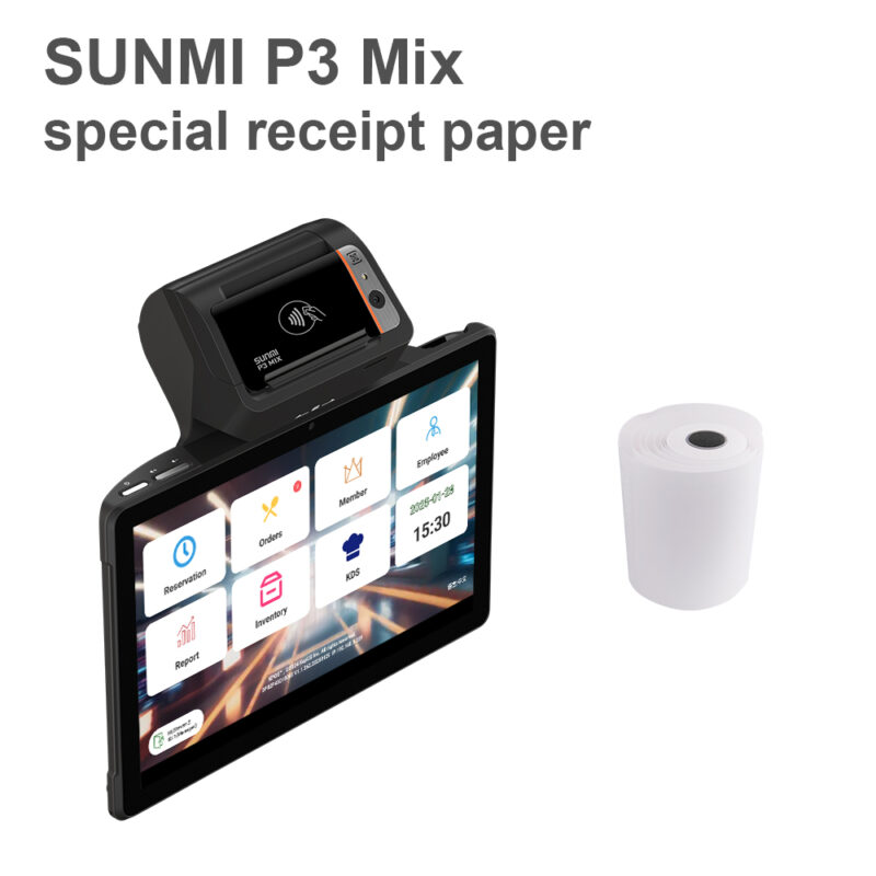 Thermal Paper (50 Rolls), dedicated receipt paper for Sunmi P3 Mix, size 80mm X Ø40mm, 3.125" (80mm), 45.9 feet (14m), Diameter (40mm) - Image 3